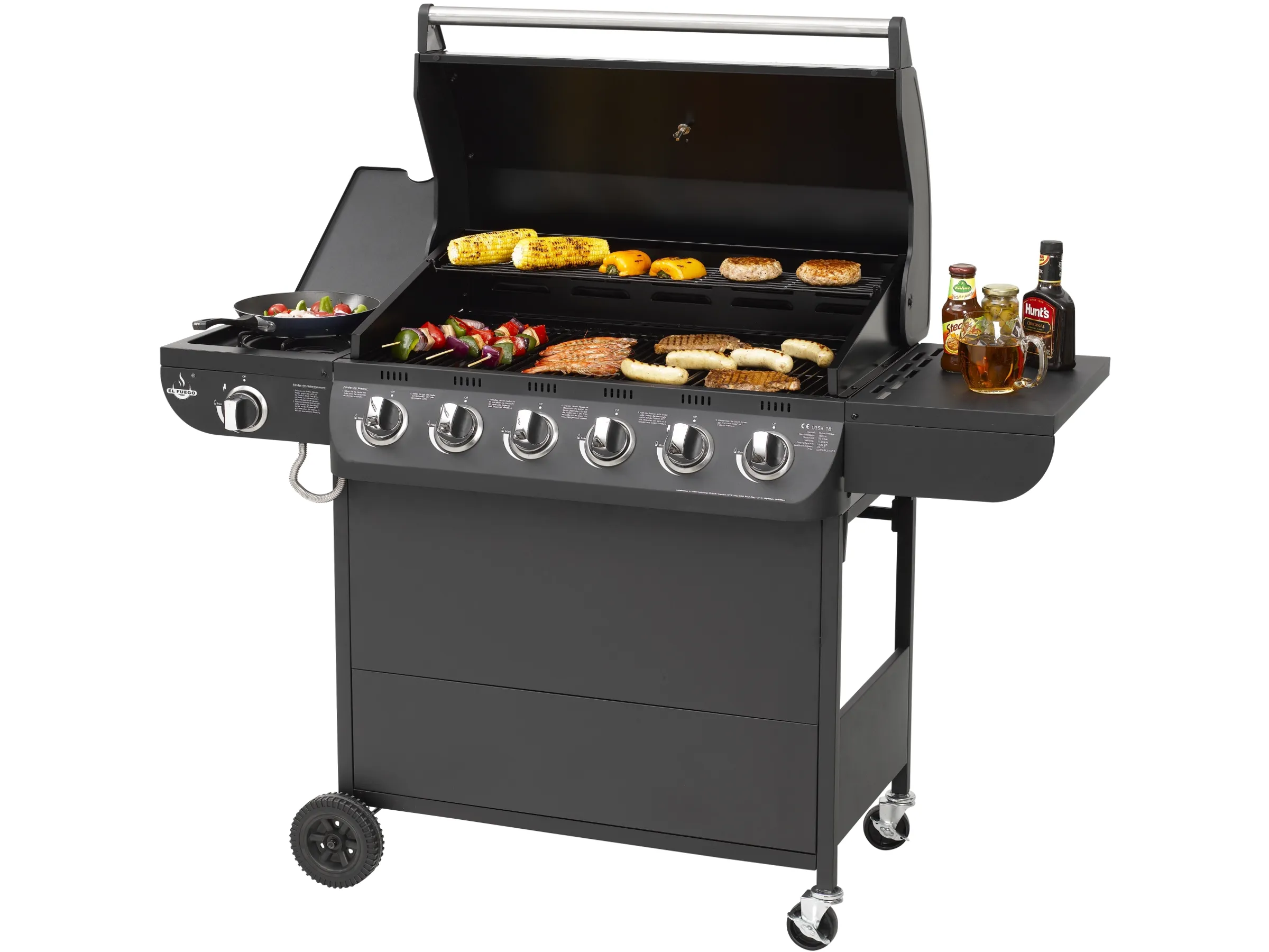 El Fuego Gasgrill Columbus 6 Brenner mit Seitenbrenner Schwarz – Bild 3