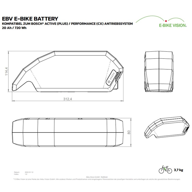 720Wh E-Bike Akku passend für den BOSCH POWERPACK AKKU 500 PERFORMANCE LINE – Bild 9