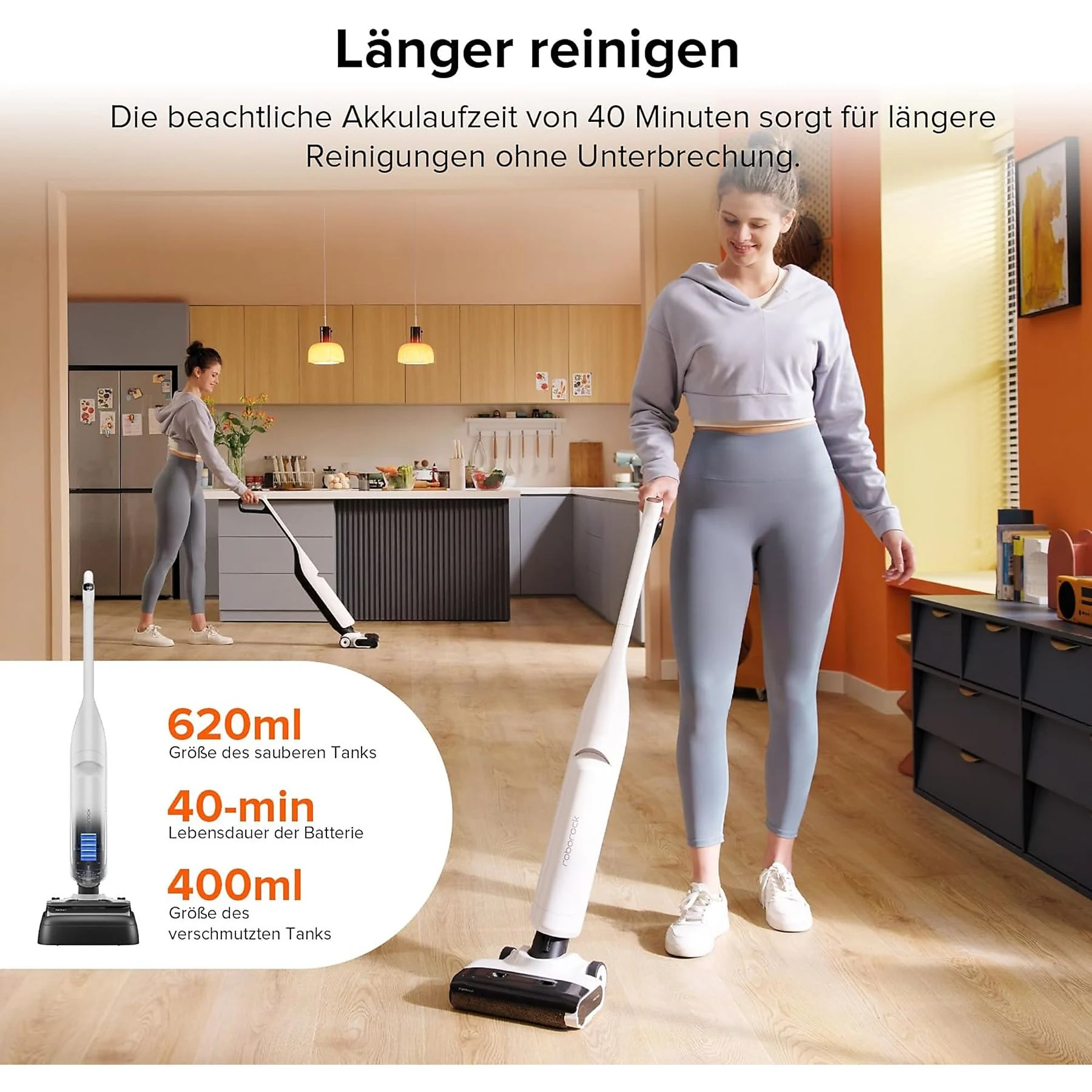 ROBOROCK Flexi Lite Nass Trockensauger,Trocknende,17kPa Nass-Trockensauger, Weiß – Bild 2