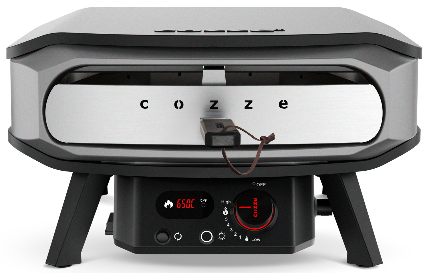 COZZE Pizzaofen Gas PREMIUM 42,5 cm (17") mit drehbarem Pizzastein & Digital Thermometer inkl. Hitzeschild – Bild 7