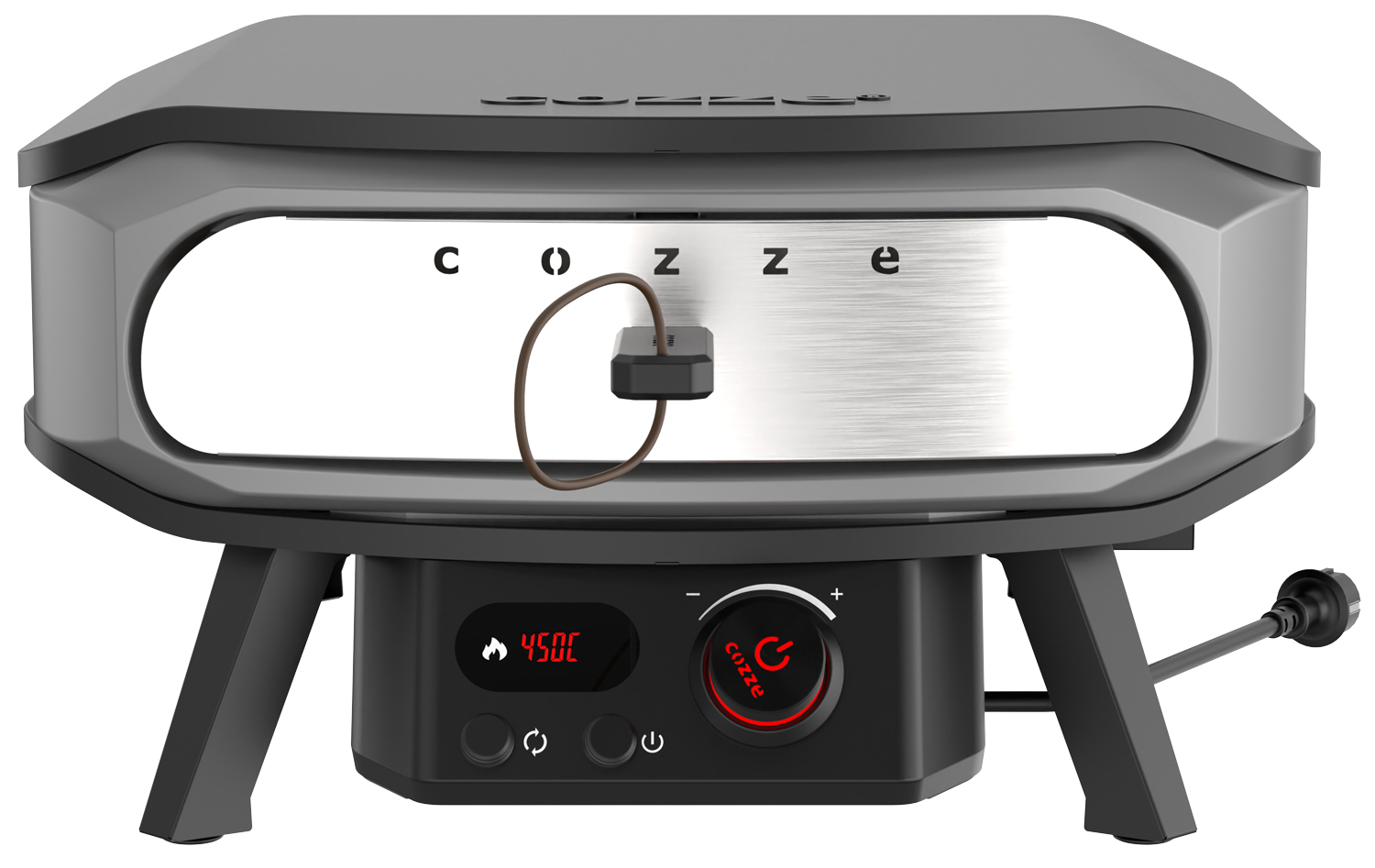 COZZE Pizzaofen elektrisch PREMIUM 42,5 cm 17" mit drehbarem Pizzastein & Digital-Thermometer - inkl. Hitzeschild – Bild 10