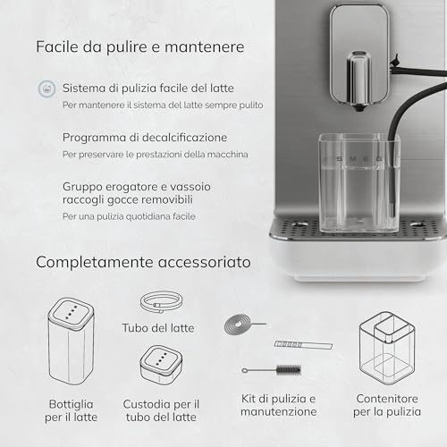 Smeg Kaffeevollautomat BCC13WHMEU inkl. Milchbehälter - Personalisierter Kaffeegenuss auf Knopfdruck – Bild 4