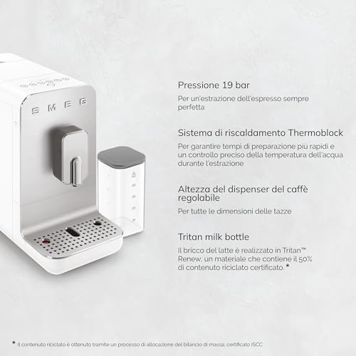 Smeg Kaffeevollautomat BCC13WHMEU inkl. Milchbehälter - Personalisierter Kaffeegenuss auf Knopfdruck – Bild 3