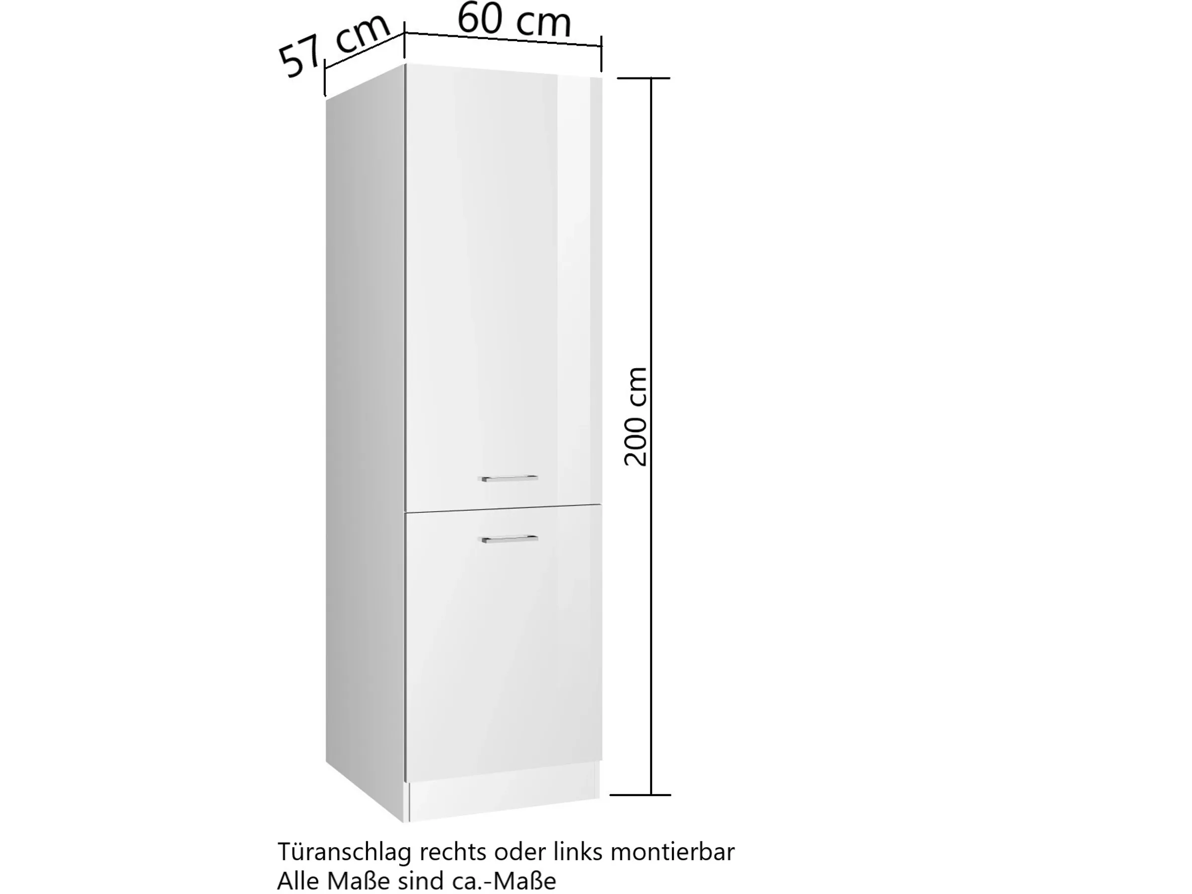 Held Möbel Küchen Gefrierschrankumbau Mailand 60 cm Hochglanz Weiß/Weiß – Bild 3