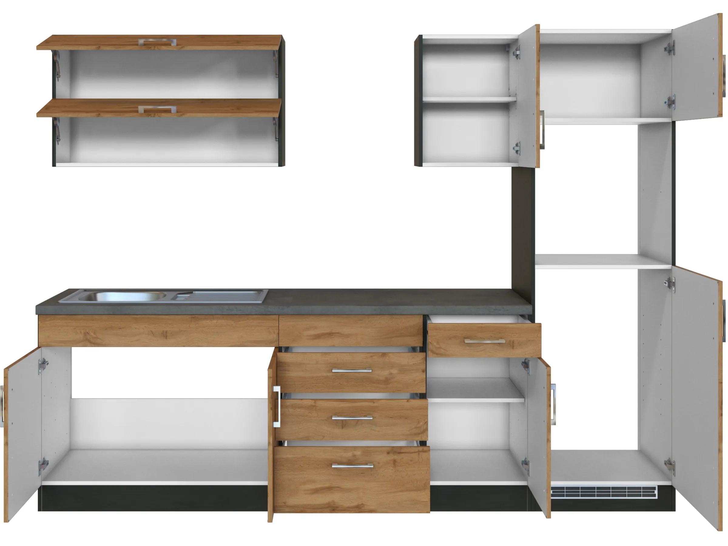 Held Möbel Küchenzeile Sorrento 270 cm Wotaneiche-Grafit ohne E-Geräte – Bild 3