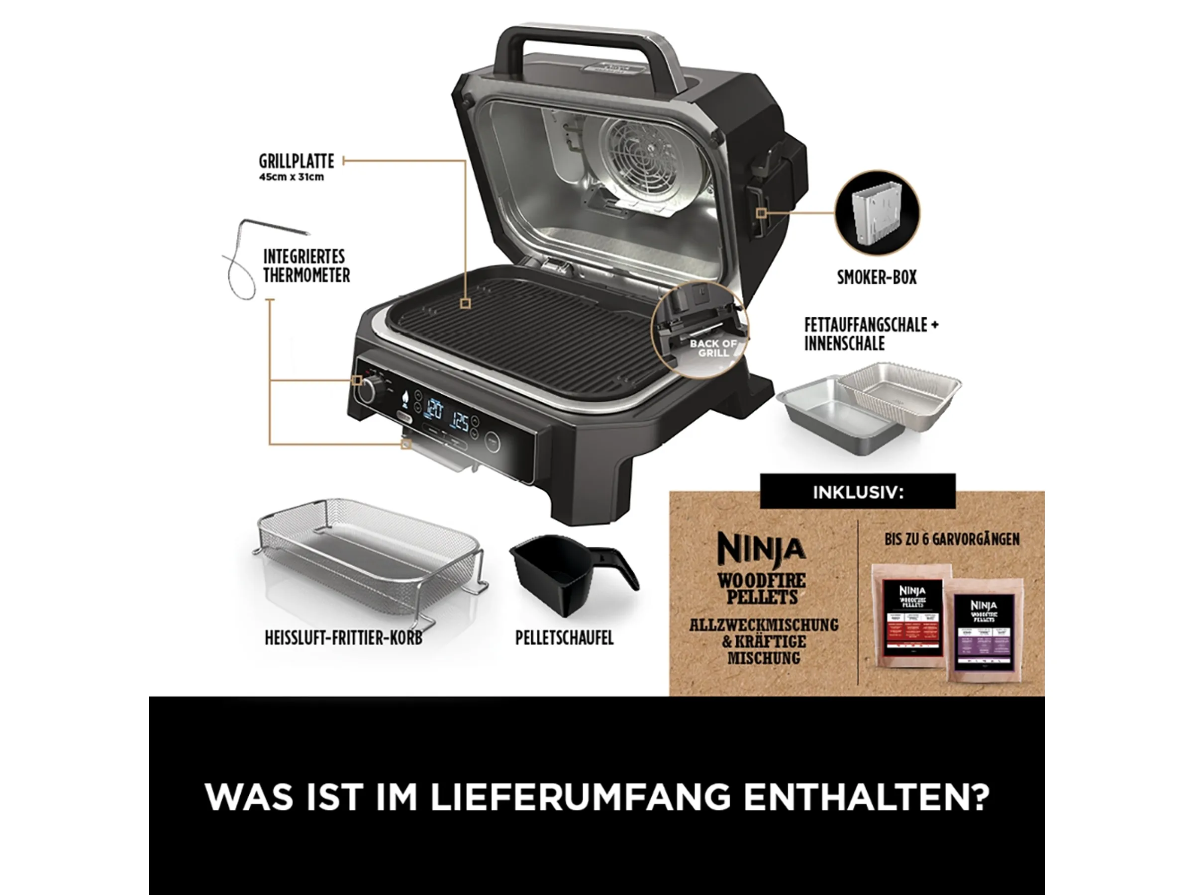 Ninja Elektrischer-Grill & Smoker Pro XL Outdoor OG850EU mit Smart Cook System – Bild 3