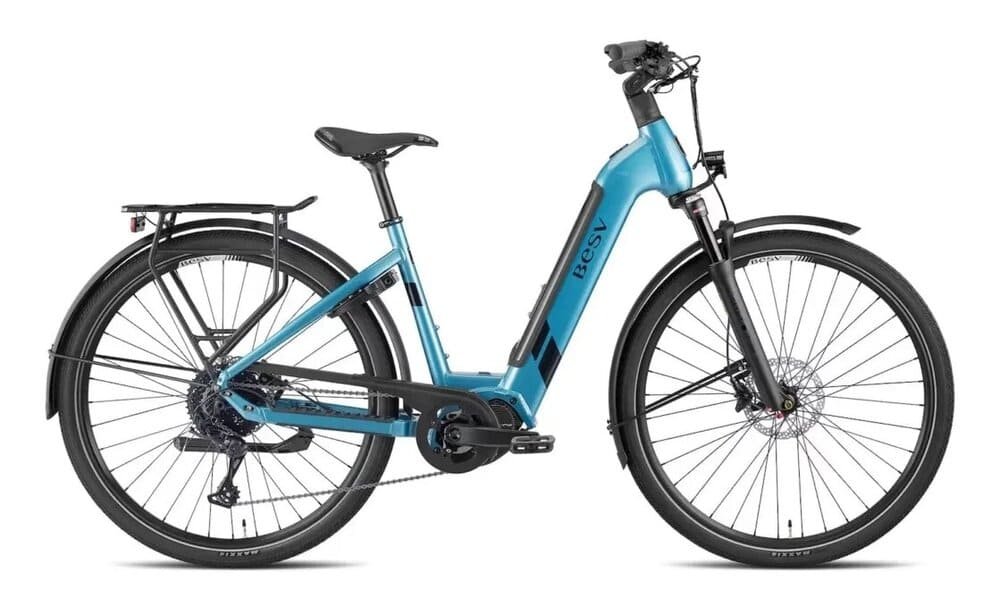 BESV TR 1.2 Low Step Trekking E-Bike — Damen-Tiefeinsteiger 28", Shimano STEPS EP6 Mittelmotor (85 Nm), 630 Wh Akku und Microshift XLE 11-Gang-Schaltung