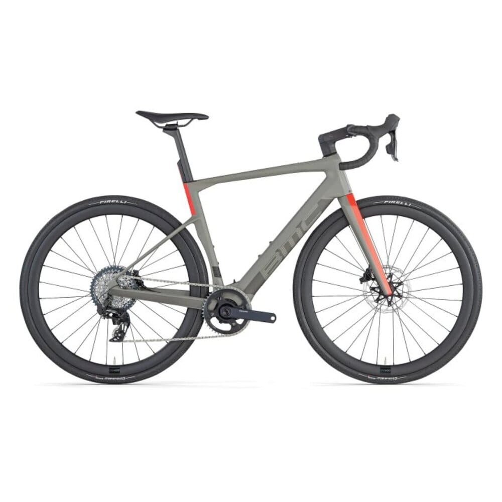 BMC ROADMACHINE 01 AMP X ONE Gravel E-Rennrad 2024 rhino grey / neon red – Bild 3