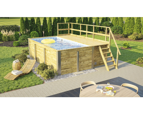 Aufstellpool Holzpool Set Weka 595 rechteckig 490x315x201 cm inkl. – Bild 2