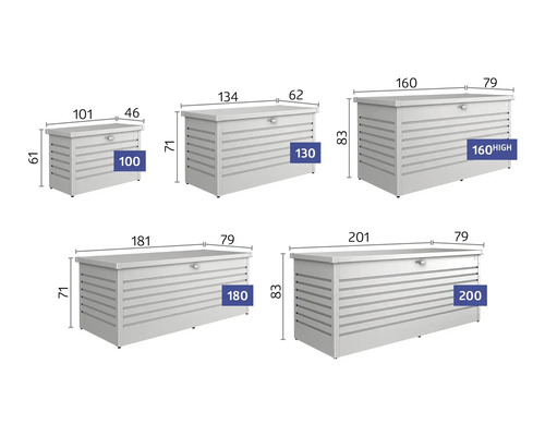 Auflagenbox Biohort FreizeitBox 160 High 830 l inkl. Gasdruckfedern 159 x 79 x 83 cm weiß – Bild 2