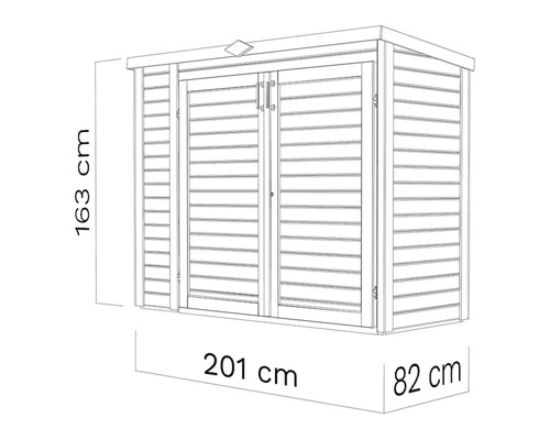 Gartenschrank Fahrradgarage Mülltonnenbox Bertilo Multi Box 3 Holz 200 x 82 x 163 cm natur – Bild 2