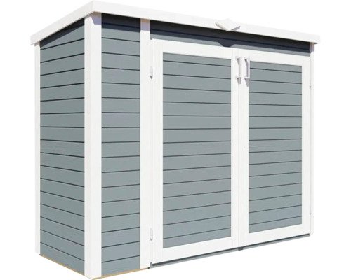 Gartenschrank Fahrradgarage Mülltonnenbox Bertilo Multi Box 3 Holz 200 x 82 x 163 cm hellgrau – Bild 5