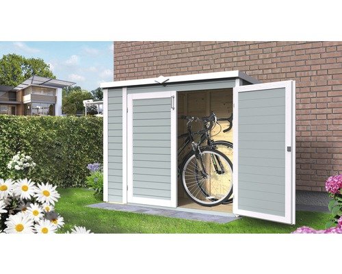 Gartenschrank Fahrradgarage Mülltonnenbox Bertilo Multi Box 3 Holz 200 x 82 x 163 cm hellgrau – Bild 8
