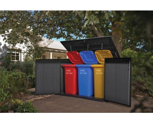 Fahrradgarage Mülltonnenbox Keter Cortina Mega Evotech Kunststoff 3 x 240 l inkl. – Bild 5