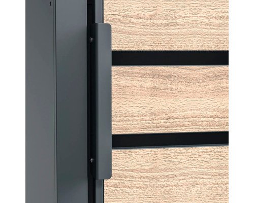 Mülltonnenbox WESTMANN Lacina 3 Metall inkl. Gasdruckfedern 200 x 80 x 116 cm anthrazit-Holzoptik – Bild 2