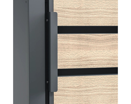 Mülltonnenbox WESTMANN Lacina 4 Metall inkl. Gasdruckfedern 264 x 80 x 116 cm anthrazit-Holzoptik – Bild 3