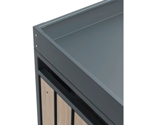 Mülltonnenbox WESTMANN Planta 5 Metall mit Pflanzdach 332 x 84 x 124,5 cm grau-Holzoptik – Bild 6