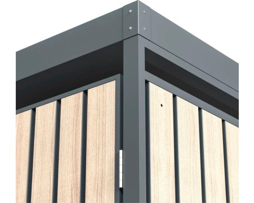 Mülltonnenbox WESTMANN Planta 5 Metall mit Pflanzdach 332 x 84 x 124,5 cm grau-Holzoptik – Bild 4