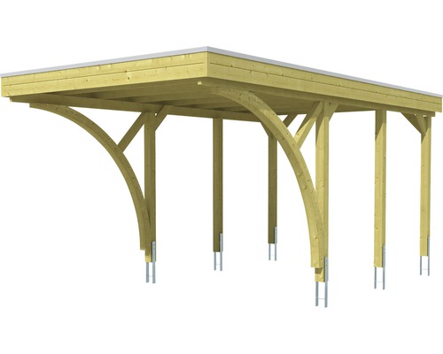 SKAN HOLZ Einzelcarport Friesland mit 2 Einfahrtsbögen und Pfostenankern 314x555 cm imprägniert – Bild 8