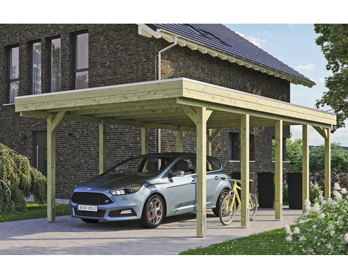 SKAN HOLZ Friesland Einzelcarport 397x708 cm mit Aluminium-Dach tauchimprägniert – Bild 7
